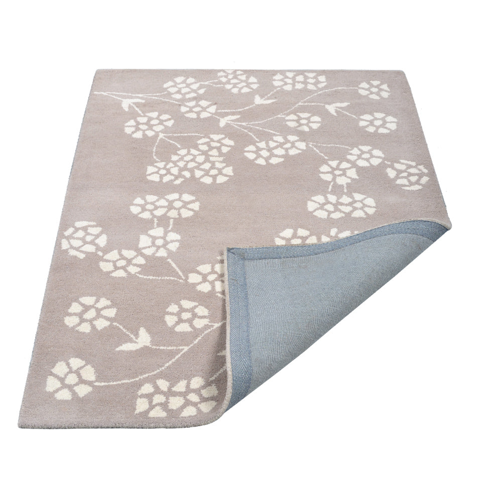 Rugsotic Carpets Hand Tufted Wool Area Rug Floral Beige White K00513
