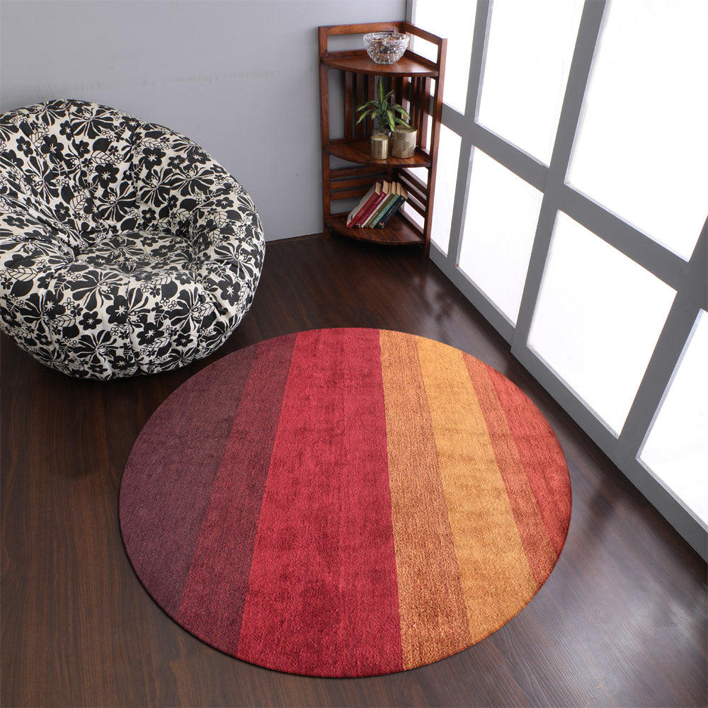 Rugsotic Carpets Hand Knotted Loom Silk Mix Round Area Rug Contemporary Multicolor LSM233