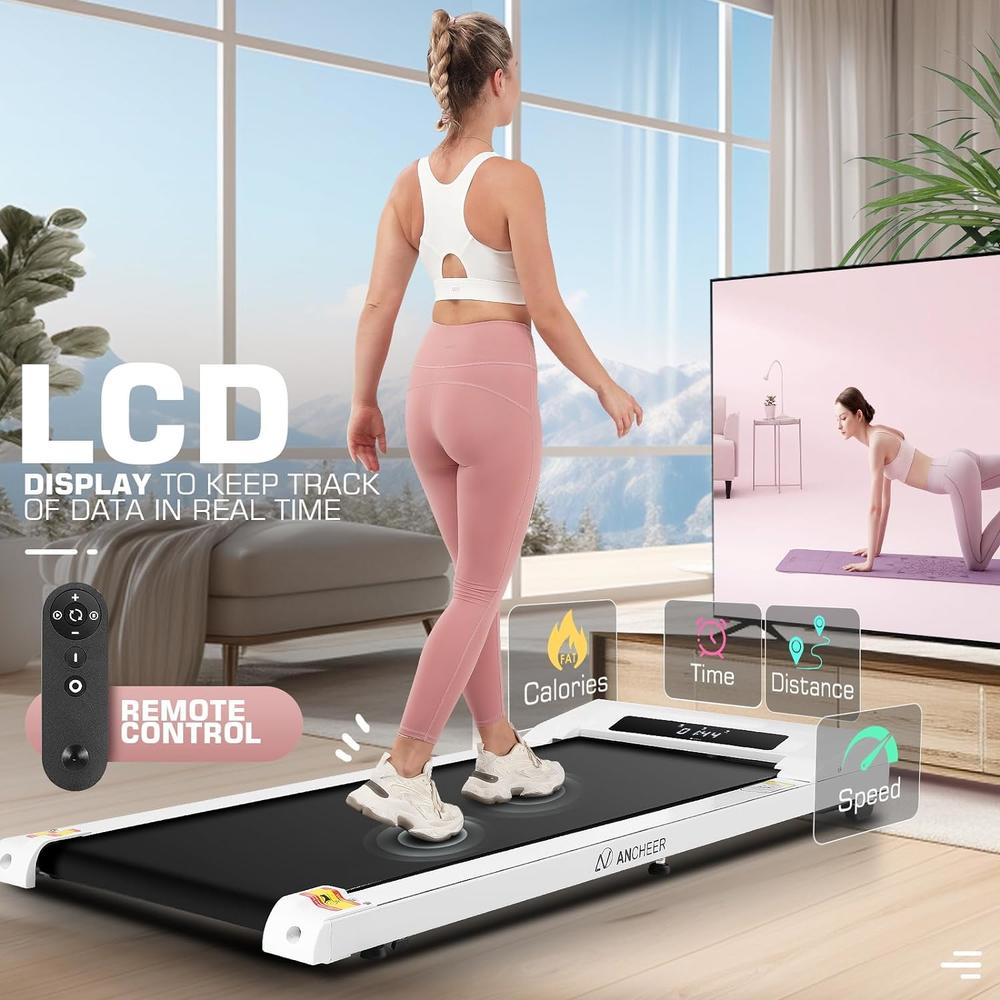 Ancheer 2 in 1 Under Desk Walking Pad Treadmill w/App Control,2.5HP Ultra-Quiet Electric Treadmill 300lbs Capacity,&Installation-Free