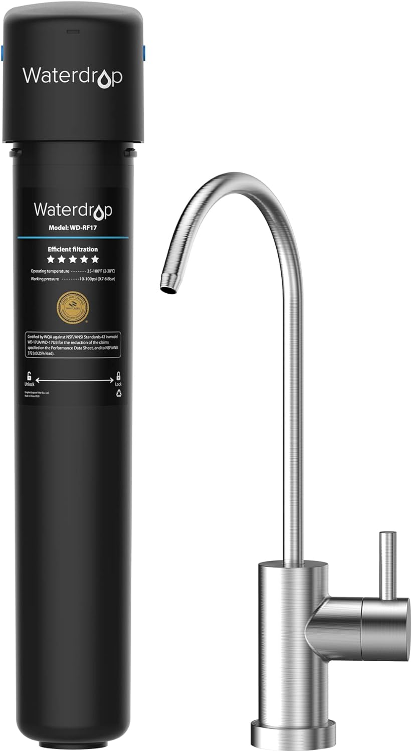 Waterdrop 17UB Under Sink Water Filter System with Faucet, 3-Year Ultra Long Lifetime Drinking Water Filtration System