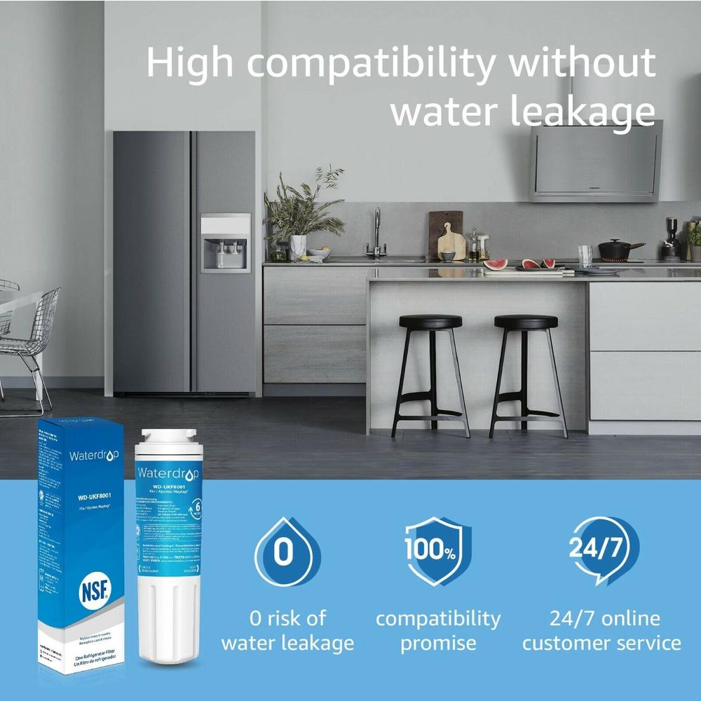 Waterdrop UKF8001 Refrigerator Water Filter 4, Replacement for Whirlpool EDR4RXD1, EveryDrop Filter 4, 4 Filters