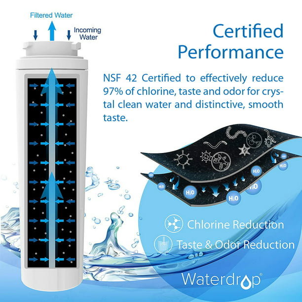 Waterdrop UKF8001 Refrigerator Water Filter 4, Replacement for Whirlpool EDR4RXD1, EveryDrop Filter 4, 2 Filters