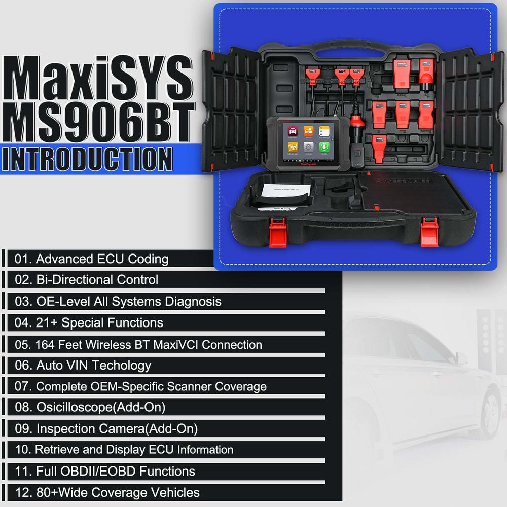 Autel Maxisys MS906BT OBD2 Scanner Bluetooth Automotive Diagnostic Tool with All Systems OE-Level Diagnosis & ECU Coding