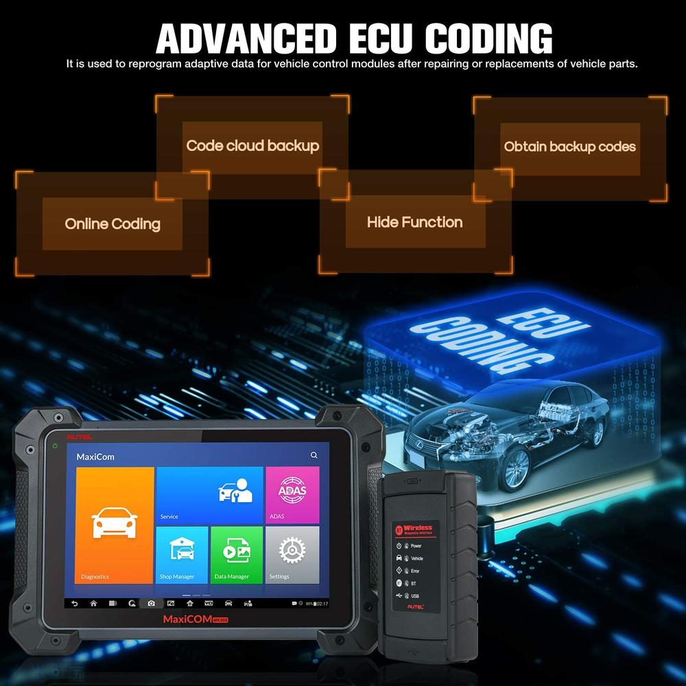 Autel Scanner MaxiCOM MK908 Car Diagnostic Bi-Directional Scan Tool Advanced ECU Coding, Active Test, 36+ Services, FCA AutoAuth