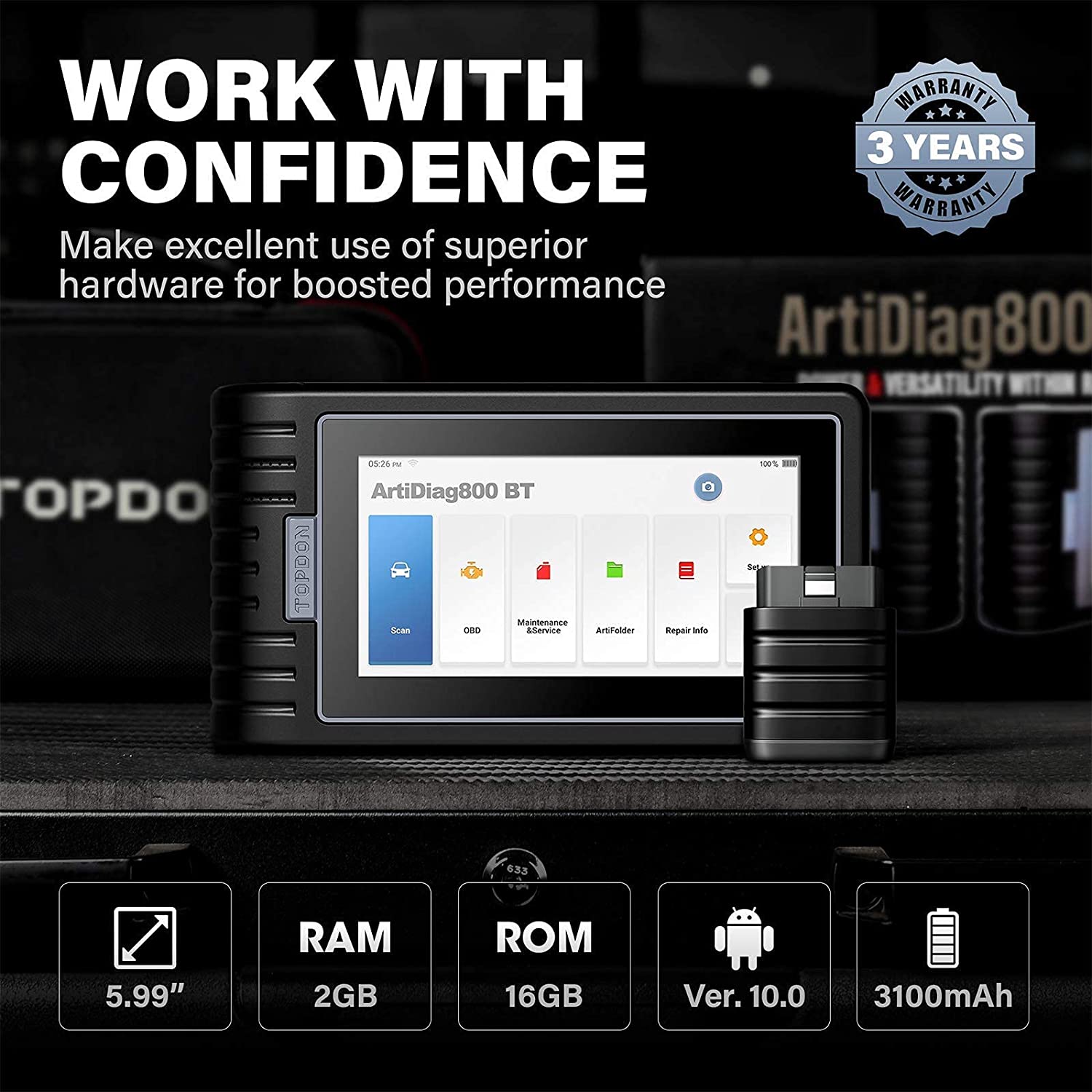 TOPDON ArtiDiag800BT OBD2 Scanner Wireless Car Diagnostic Scan Tool with All Systems Diagnosis 28 Reset Services