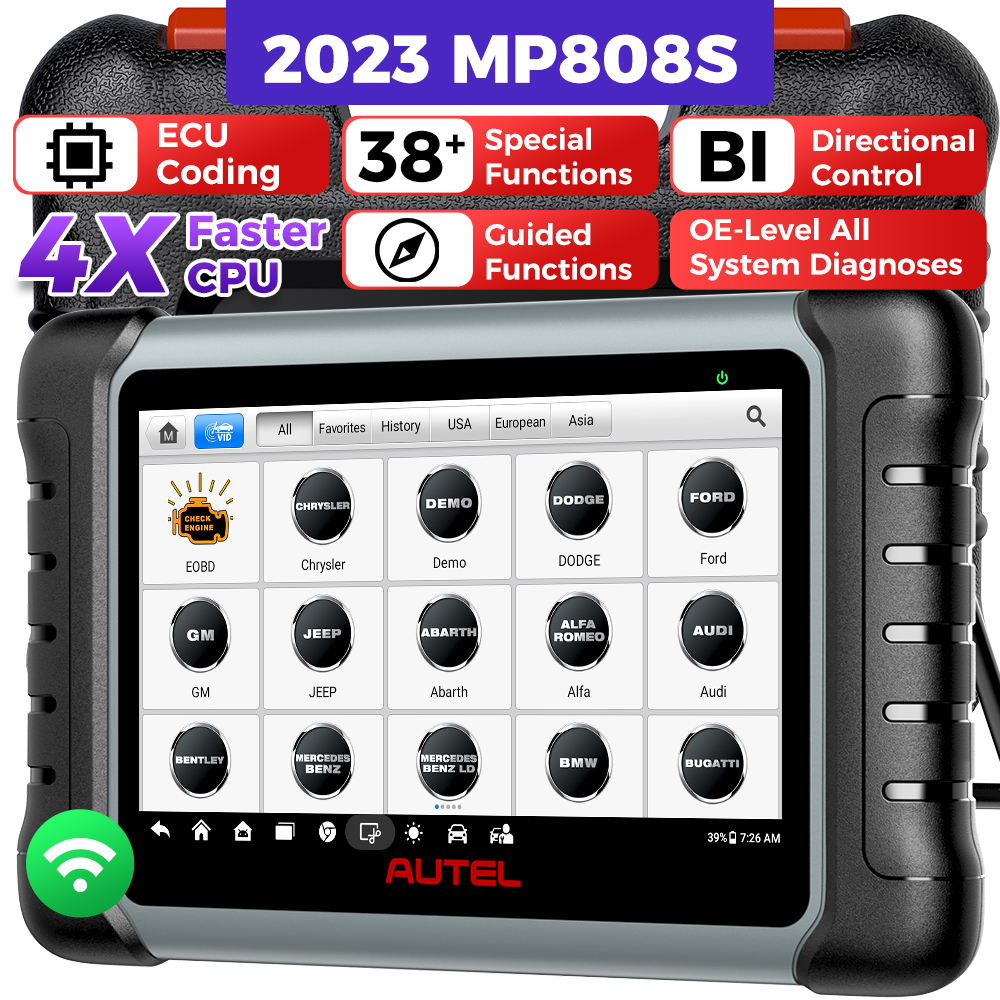 Autel Scanner MaxiPRO MP808S Car Diagnostic Scan Tool All System Diagnostics ECU Coding, Active Test, 36+ Service