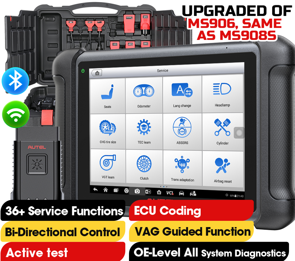 Autel Aute Maxisys MS906BT OBD2 Scanner Car Diagnostic Scan Tool with OE-level ECU Coding, 36+ Service Same as MK906 Pro MS906 Pro