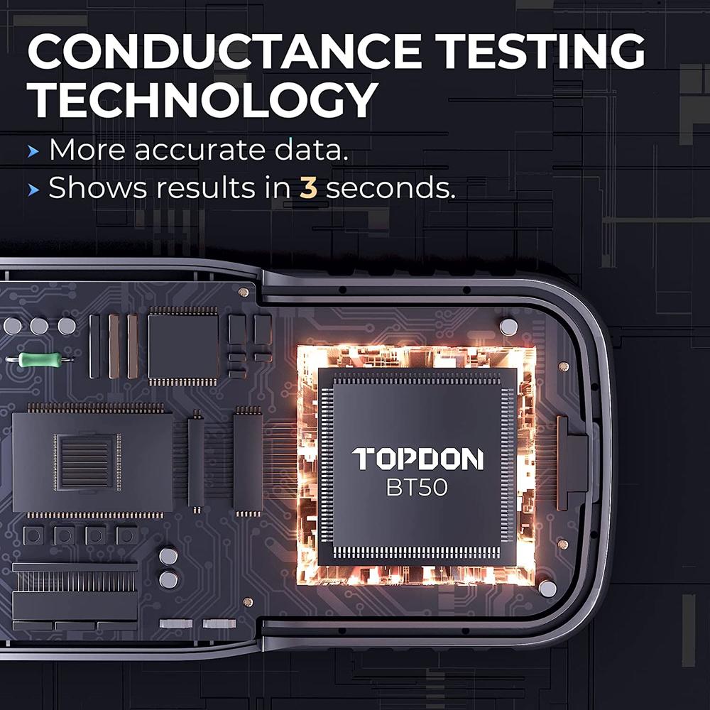 Topdon Car Battery Tester TOPDON BT50 12 V Battery Load Tester Car 100-2000 CCA with Battery Status Cranking Charging System