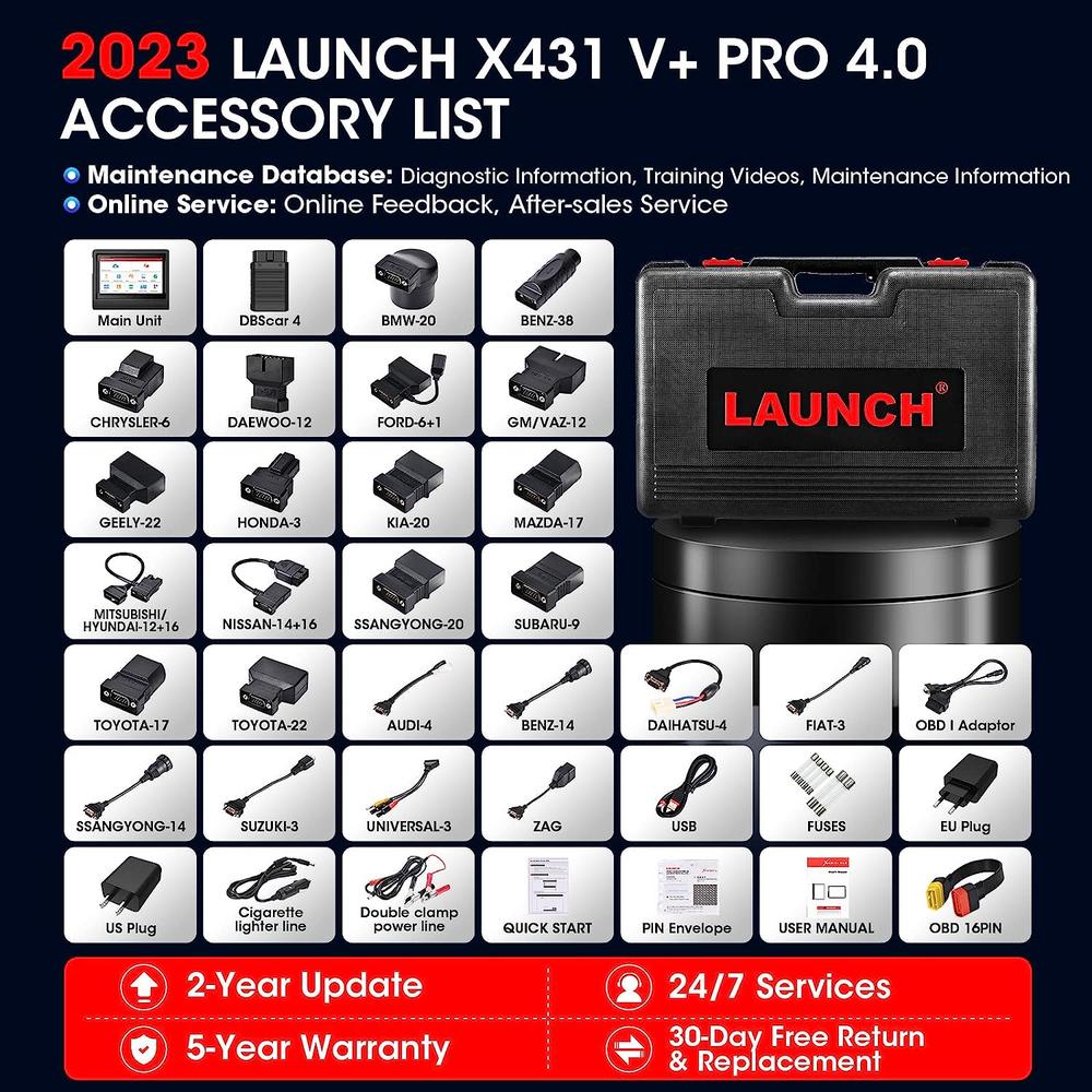LAUNCH X431 V+ PRO 4.0 Car Diagnostic Scan Tool 24V Trucks Repair, IMMO Key Match,ECU Online Coding