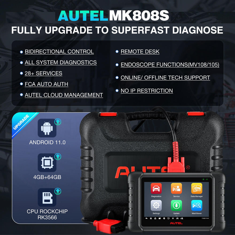 Autel Scanner MaxiCOM MK808S Car Diagnostic Scanner Bi-directional All Systems Diagnosis 28+ Services Active Test Same as MX808
