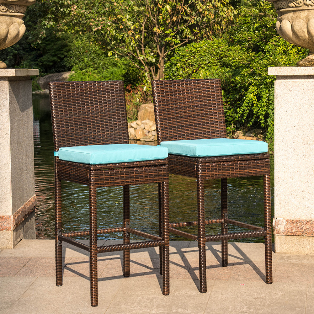 STOOL Sundale Outdoor 2 Pcs Brown Wicker Counter Height Bar Stool  STOOL Sundale Outdoor 2 Pcs Brown Wicker Counter Height Bar Stool