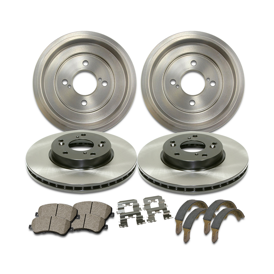 Centric Parts Front&Rear Premium Brake Rotor Ceramic Pad Drum Shoe 6PCS For 2003-2006 Tundra