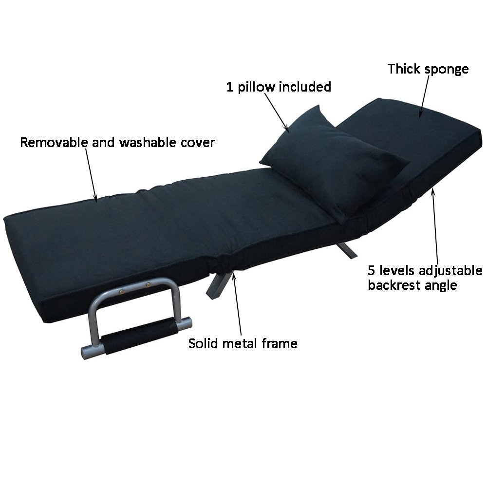 Winado Folding Sleeper Flip Chair Convertible Sofa Bed Lounge Couch Winado Folding Sleeper Flip Chair Convertible Sofa Bed Lounge Couch Pillow 5 Position