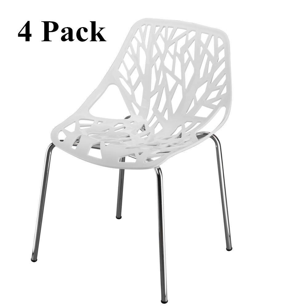 Winado Set of 4 Modern Dining Chair Birds Nest Modern Stackable Plastic Hollow-Out Geometric Style Furniture Outdoor Indoor Dining Side