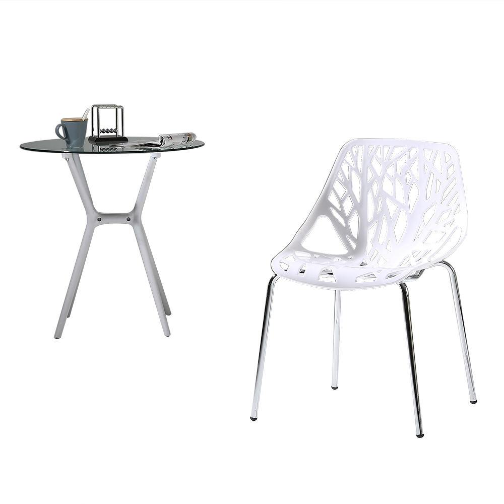 Winado Modern Dining Chairs (Set of 4) by,White Chairs, Kid-Friendly Birch Chairs, Stackable Modern Chair, Mid Century Dining Chair