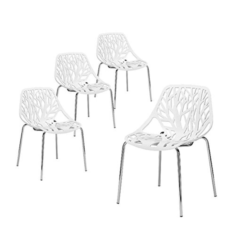 Winado Modern Dining Chairs (Set of 4) by,White Chairs, Kid-Friendly Birch Chairs, Stackable Modern Chair, Mid Century Dining Chair