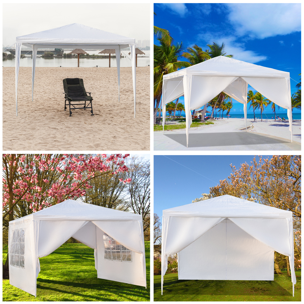 Winado 10' x 10' Canopy Outdoor Party Wedding Tent Gazebo Pavilion 4 Removable sidewalls,White Canopy Tent BBQ Shelter