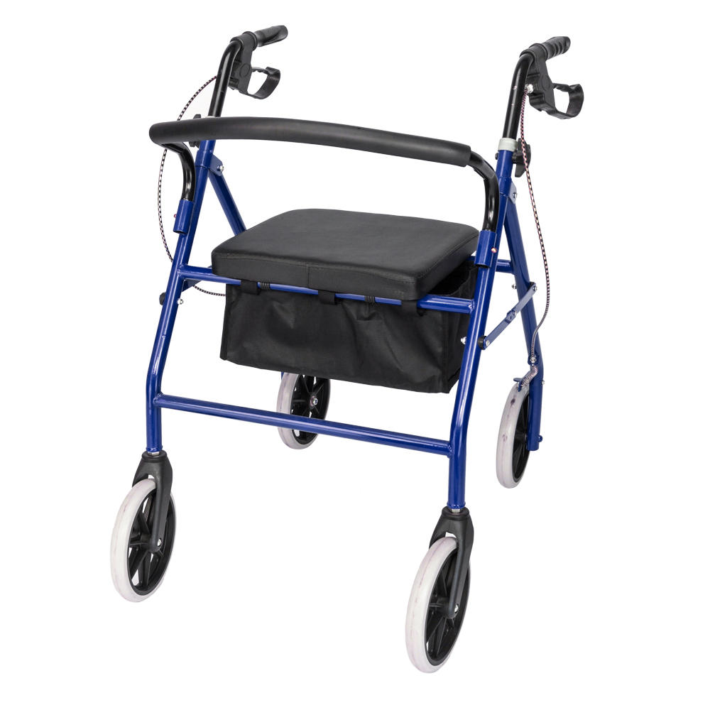 Winado Aluminum Rollator Rolling Walker with Medical Curved Back Soft Seat Light Weight