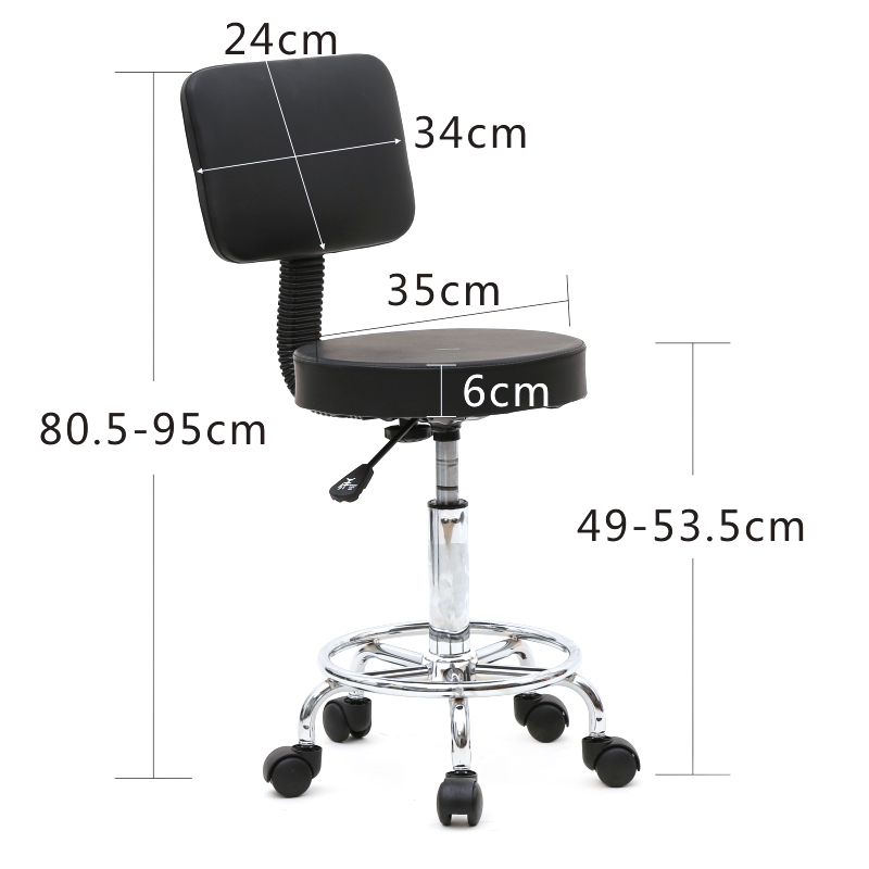 Winado Stool Chair Rolling Adjustable Swivel Office Desk Chair with Back and Wheels in Black