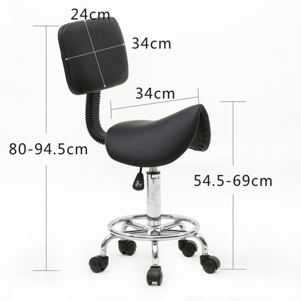 Winado Salon Stool Rolling Saddle Chair Adjustable Massage Chair With Wheel Black