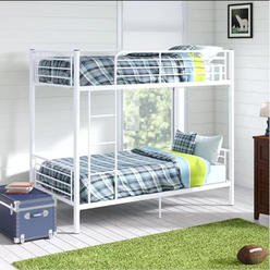 Winado Twin Over Twin Metal Bunk Bed, Sturdy Frame with Metal Slats,White