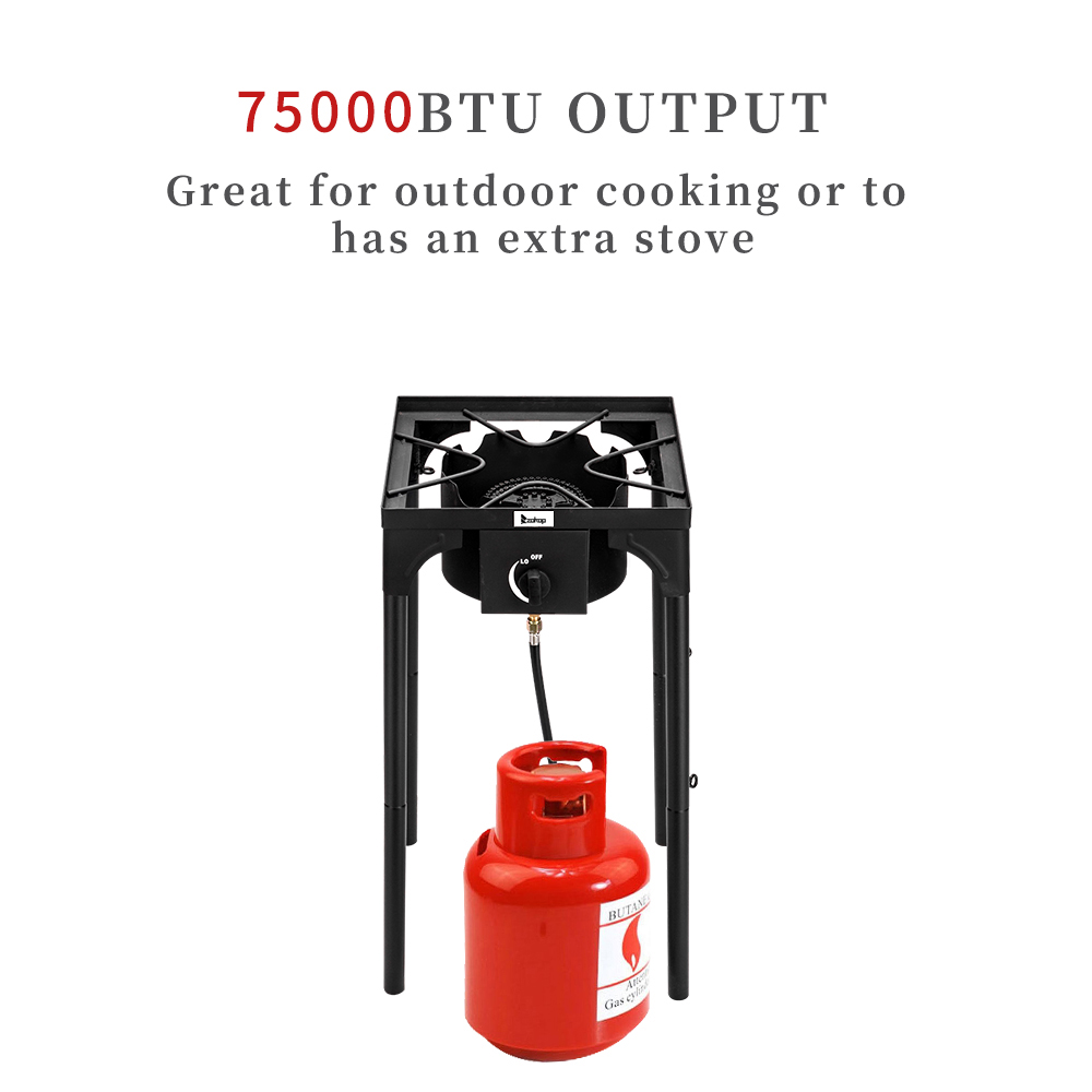 Winado 75000 BTU Burner Gas Propane Cooker Outdoor Camping Picnic Stove Stand BBQ Grill