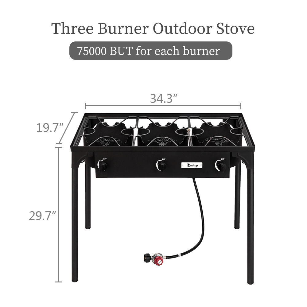 Winado 3 Burner Gas Propane Cooker Outdoor Camping Picnic Stove Stand BBQ Grill