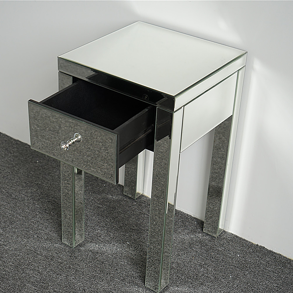 Winado Modern Mirrored Nightstand End Table Small Bedside Storage Cabinet With Drawer Winado Modern Mirrored Nightstand End, Small Mirrored End Table