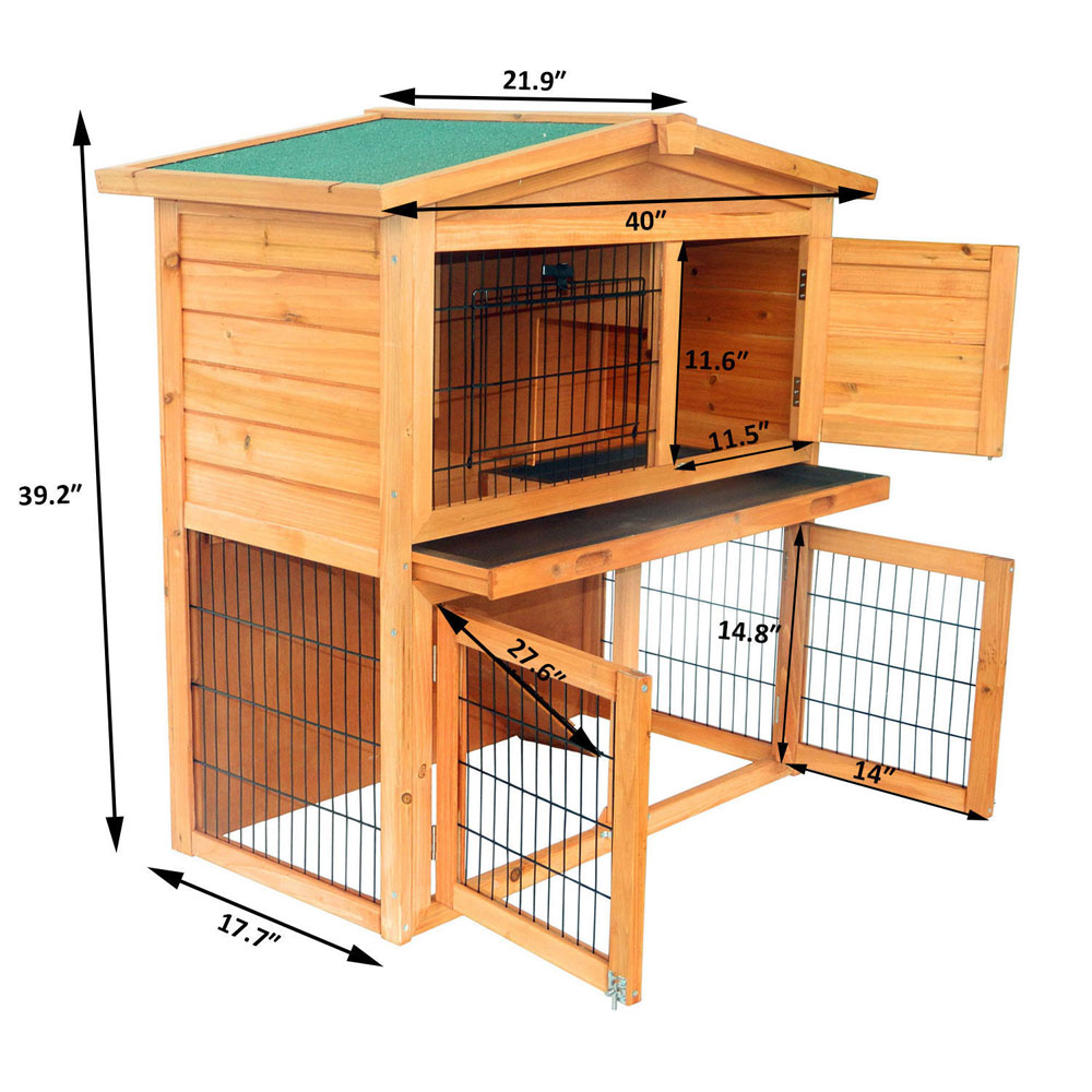 Winado 40" A-Frame Wood Wooden Rabbit Hutch Small Animal House Pet Cage Chicken Coop