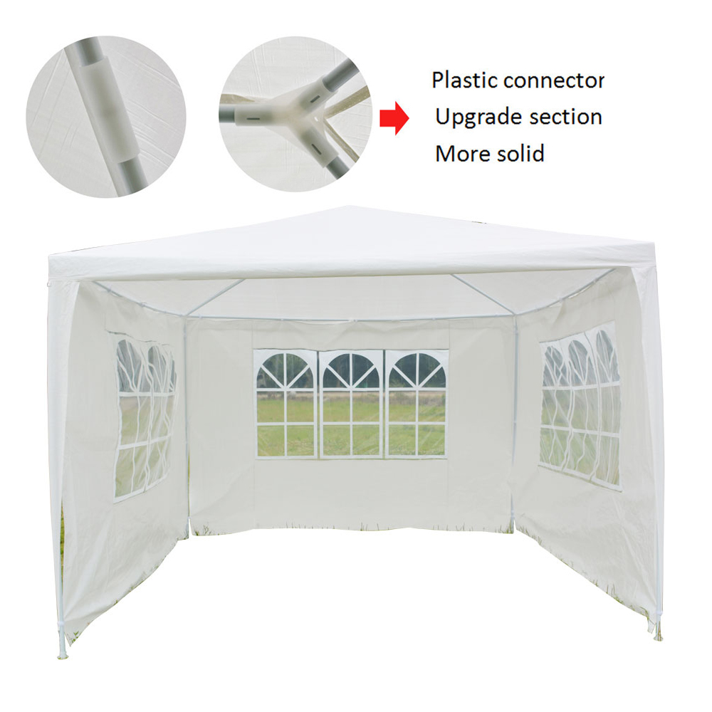Winado 10' x 10' Outdoor White Waterproof Gazebo Canopy Tent with 3 Removable Sidewalls and Windows Tent for Party Wedding Events Beach