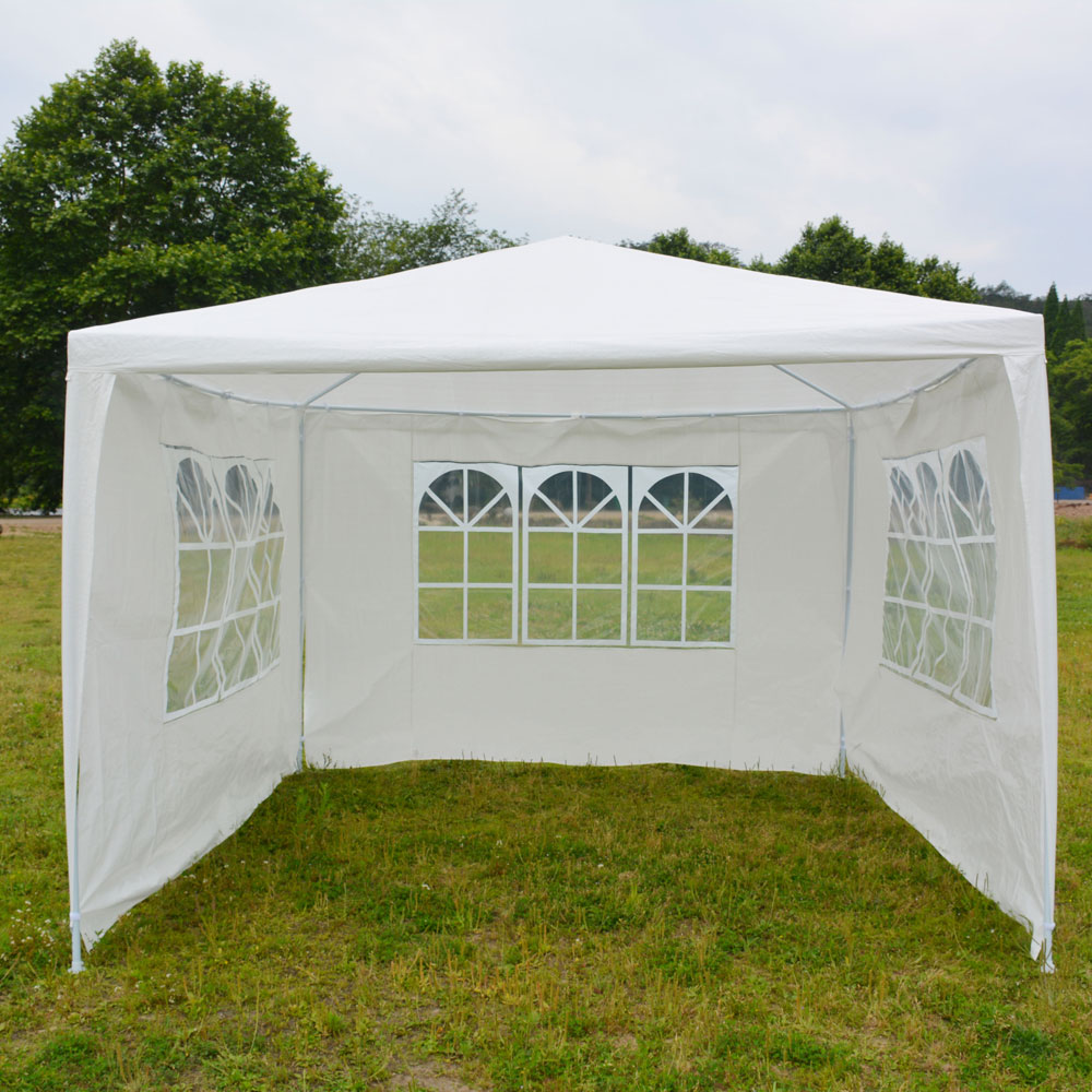 Winado 10' x 10' Canopy Outdoor Party Wedding Tent Gazebo Pavilion 3 Removable sidewalls,White Canopy Tent BBQ Shelter