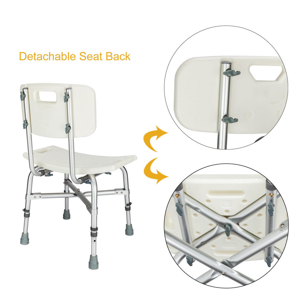Winado Bathtub Chair Bath Bench Shower Stool Backrest Adjustable Heavy-duty