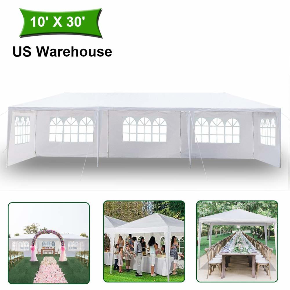 Winado 10'x 30' White Gazebo Wedding Party Tent Canopy Outdoor Gazebo Canopy Wedding Party Tent With 5 Sidewalls-5