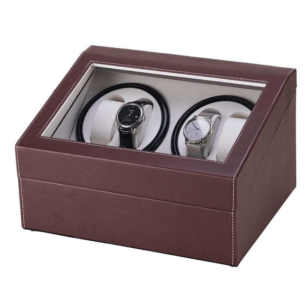 Winado 4+6 Auto Display Case Leather Wood Watch Winder Storage