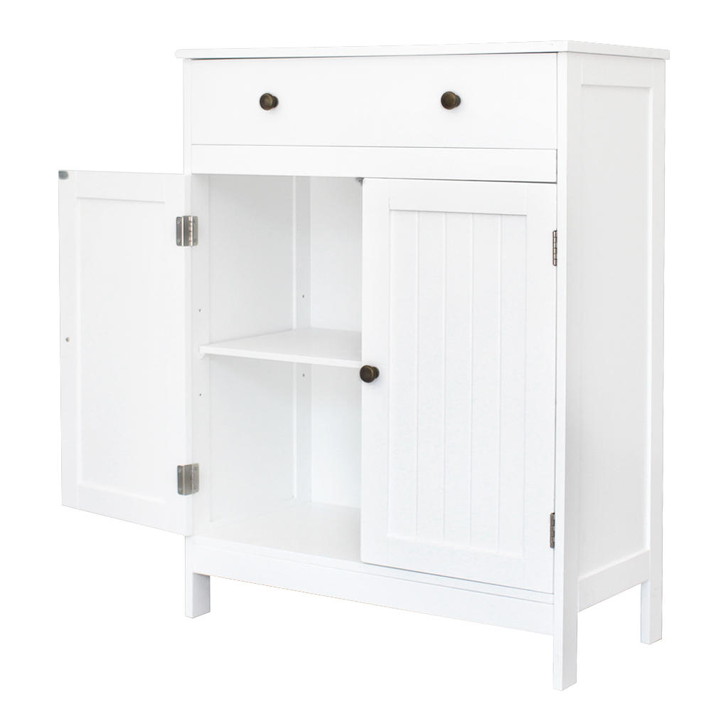 Winado Bathroom Floor Cabinet Storage Organizer Unit with Drawer and Adjustable Shelf for Living Room,White