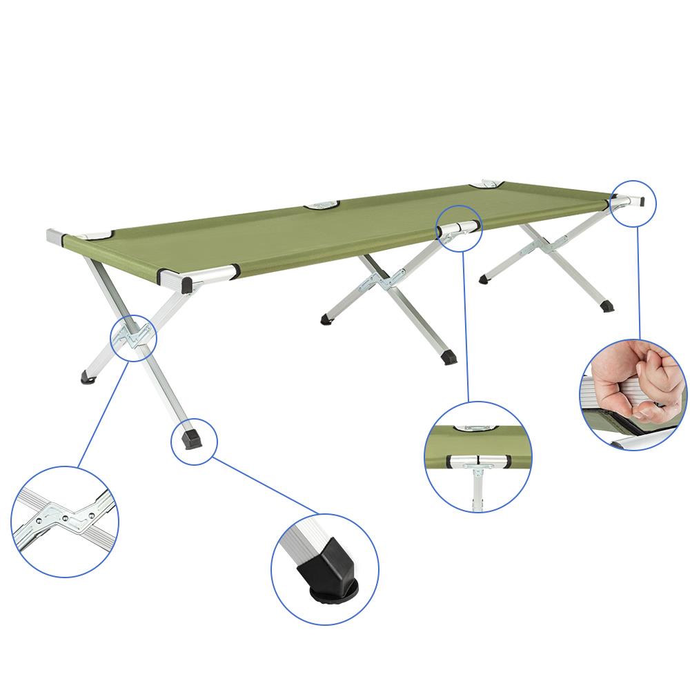 Winado Folding Chaise Lounge Outdoor Portable Folding Camping Bed Cot Green
