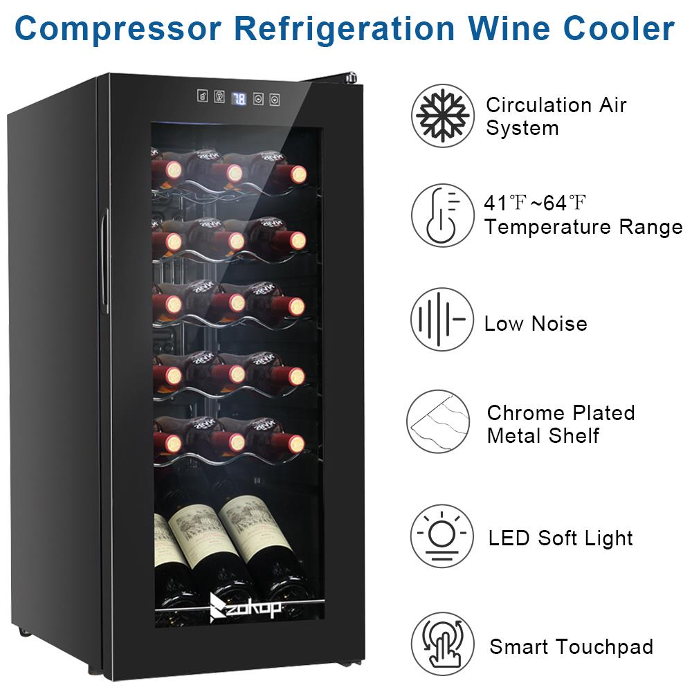 Winado 18 Bottle Compressor Wine Cooler with Adjustable temperature, Digital Control