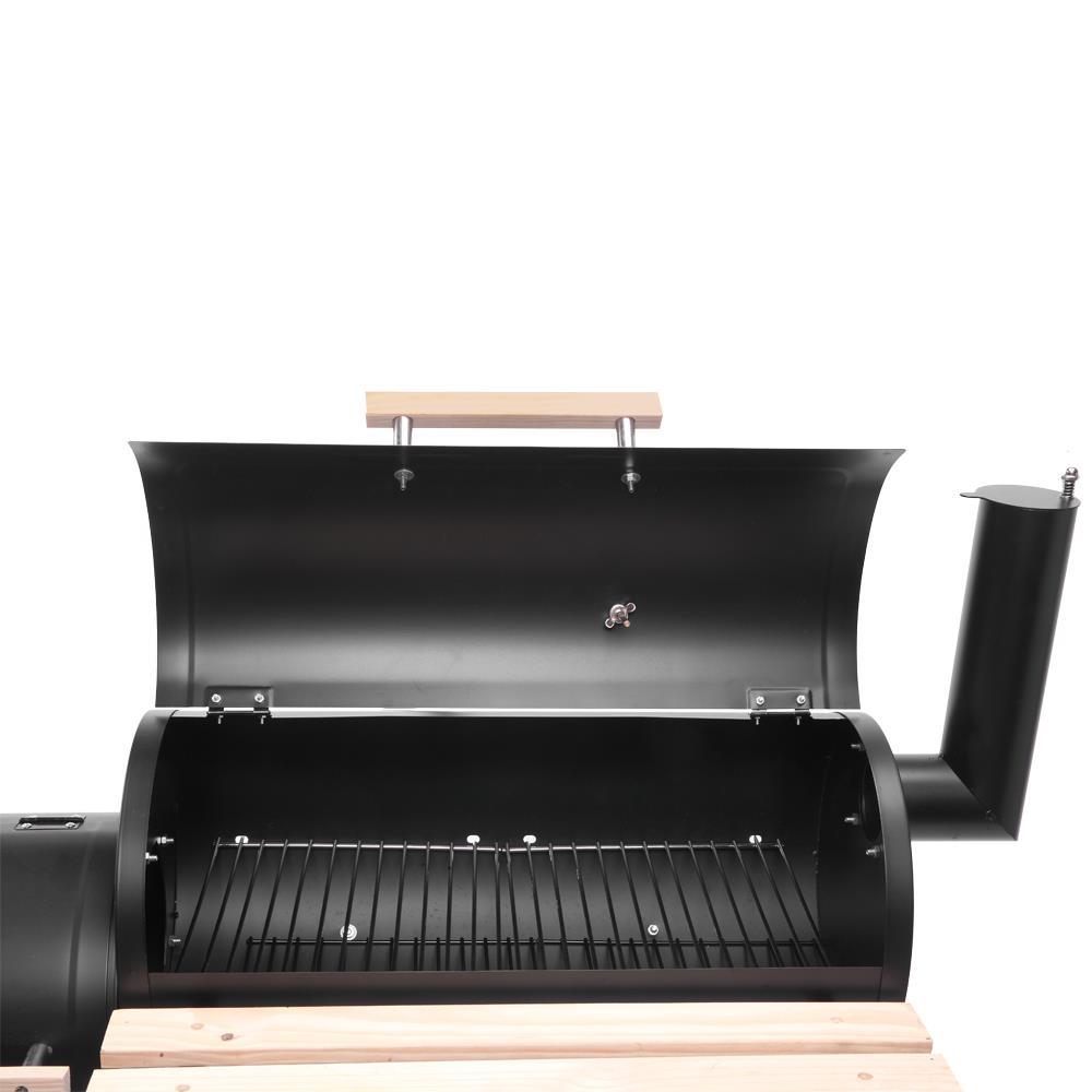 Winado Portable Steel Charcoal BBQ Grill and Offset Smoker Outdoor for Camping, Black