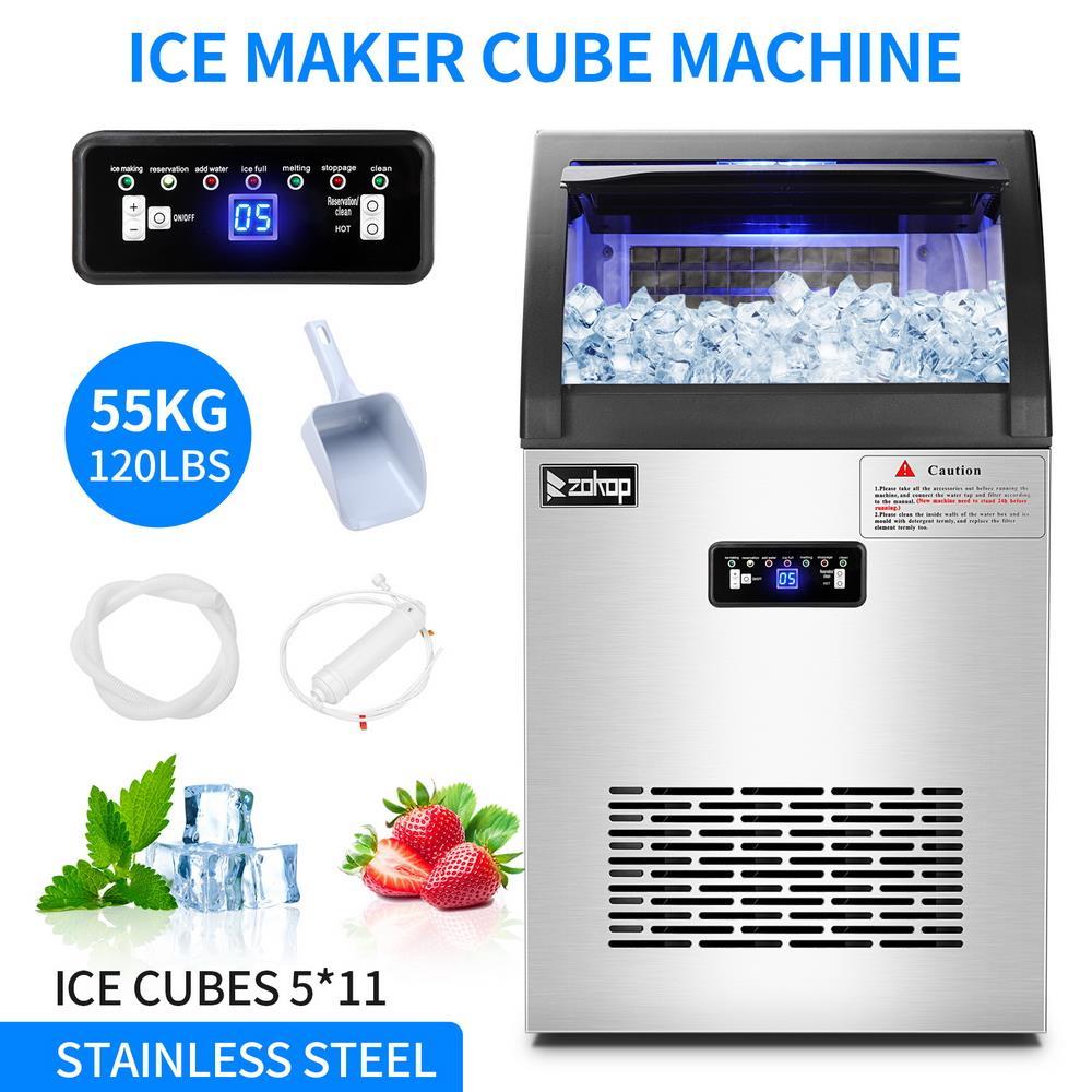 Winado Commercial Freestanding Ice Maker, Under Counter, Stainless Steel Ice Cube Maker with Ice Scoop, 24lbs Capacity