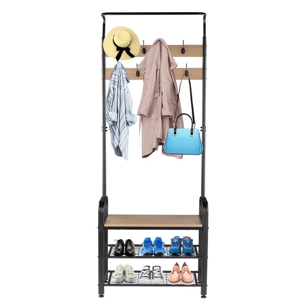 Storage Bench And Hall Tree With Mirror Storage Bench And Hall Tree With Mirror, Entryway Hall Tree With Mirror Coat Hooks And Storage Bench