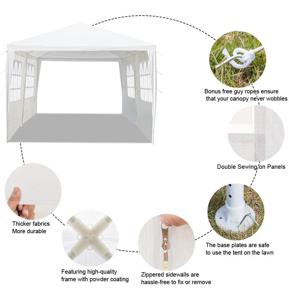 Winado Canopy Wedding Tent Outdoor Camping Gazebo Canopy with 4 Sidewalls Easy Set Gazebo BBQ Pavilion Canopy (10" X 20")