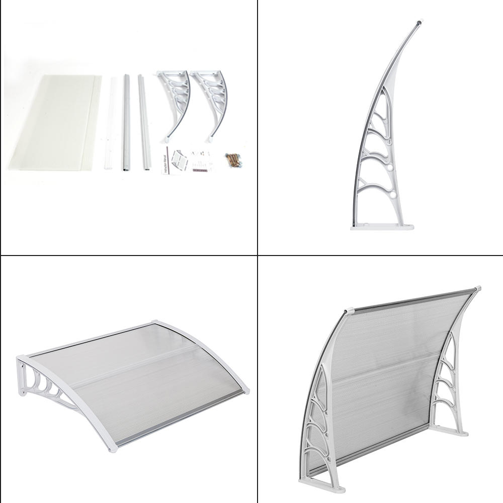 Winado 100 x 80cm Window Rain Cover Eaves Transparent Board & White Holder