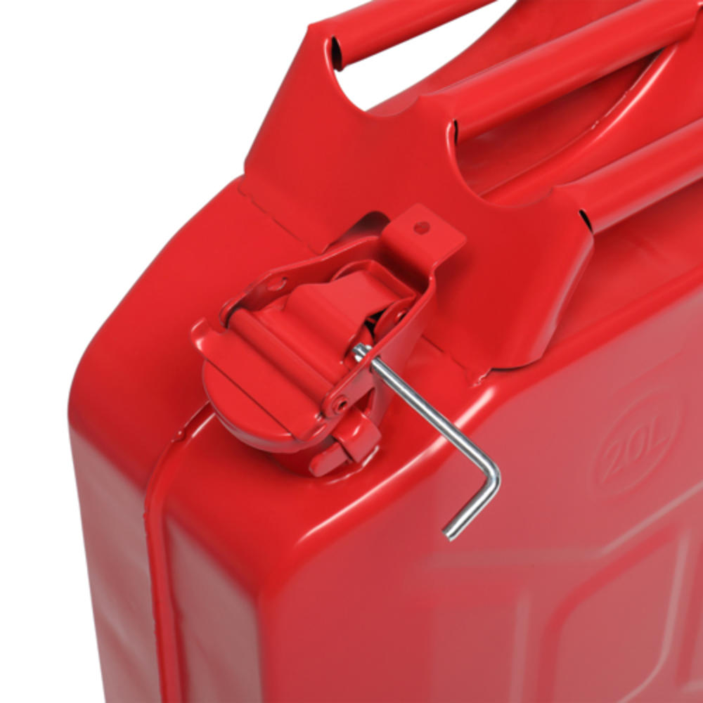 Winado 5 Gallon Petrol Jerry Can with Spout, 20L 0.6mm Cold Rolled Steel Fuel Container Caddy Tank, for Emergency Backup (Red)
