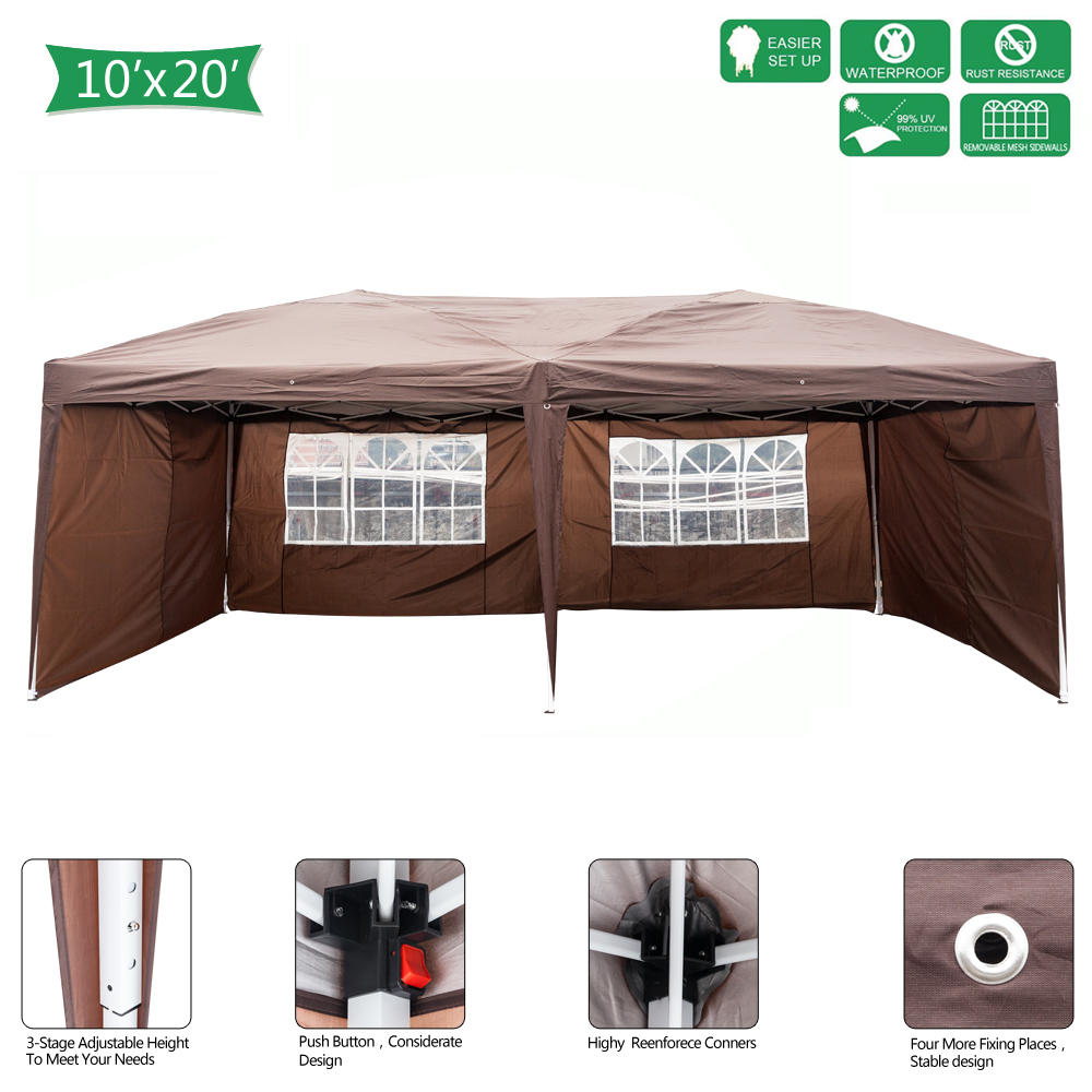 Winado Heavy Duty 10x20 4 Sides 2 Windows EZ Pop UP Wedding Party Tent Folding Gazebo Canopy with Carry Case