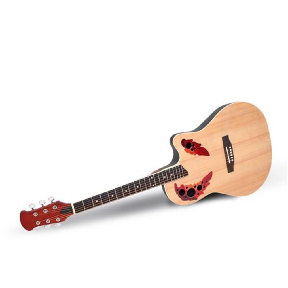 Winado 41 inch Cutawary Round Back Acoustic Guitar Spruce Top Grape Hole Burlywood