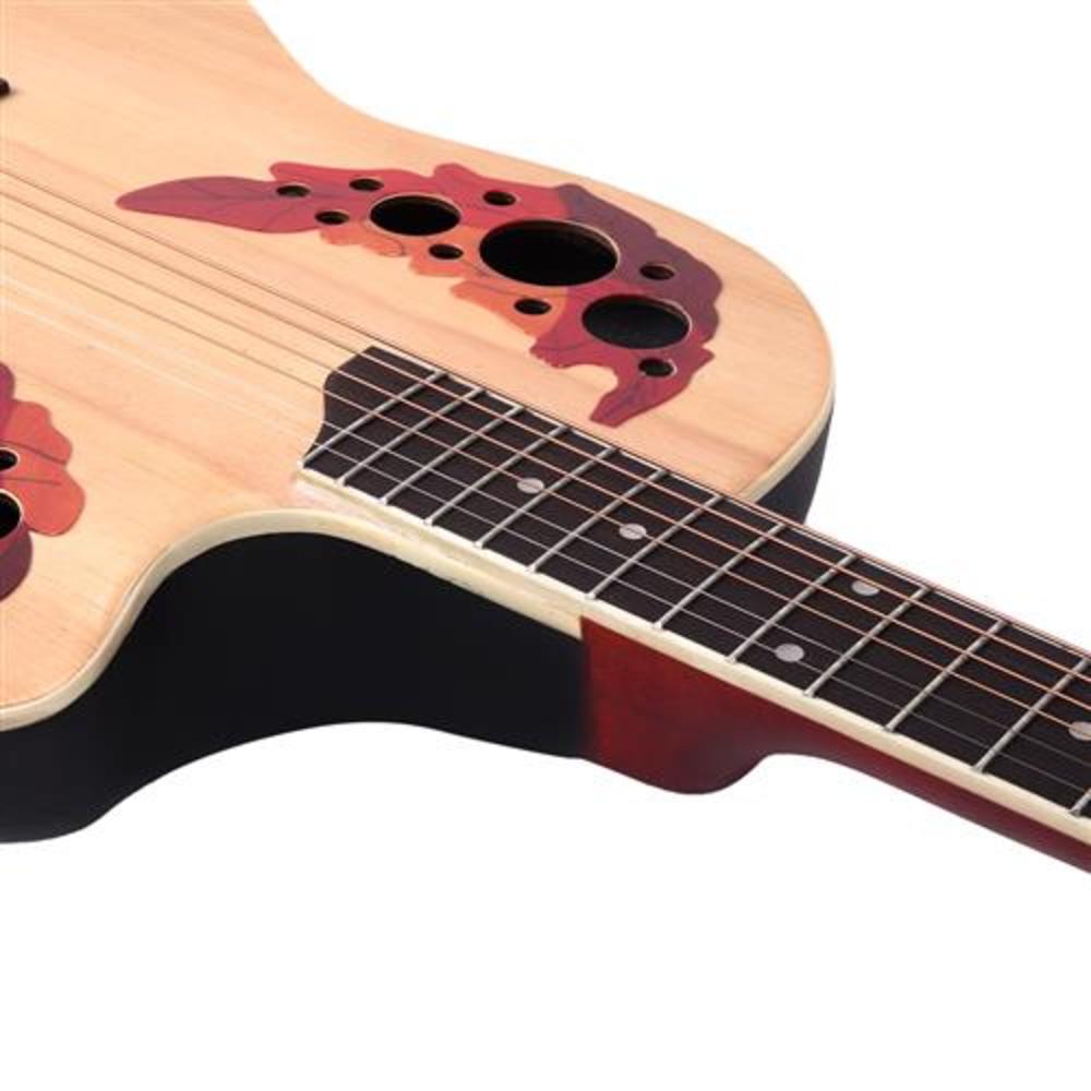 Winado 41 inch Cutawary Round Back Acoustic Guitar Spruce Top Grape Hole Burlywood