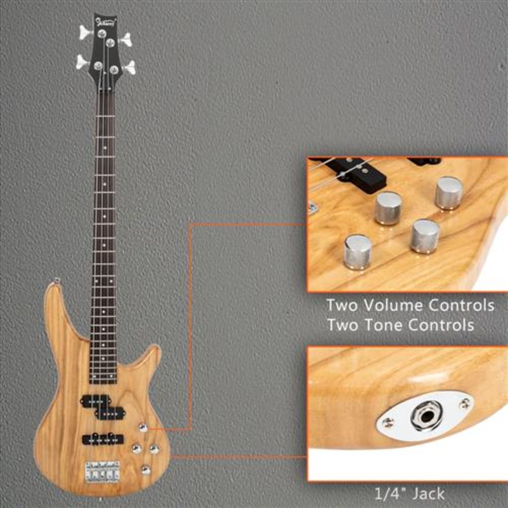 Winado GIB Electric Bass Guitar Full Size 4 String Burlywood