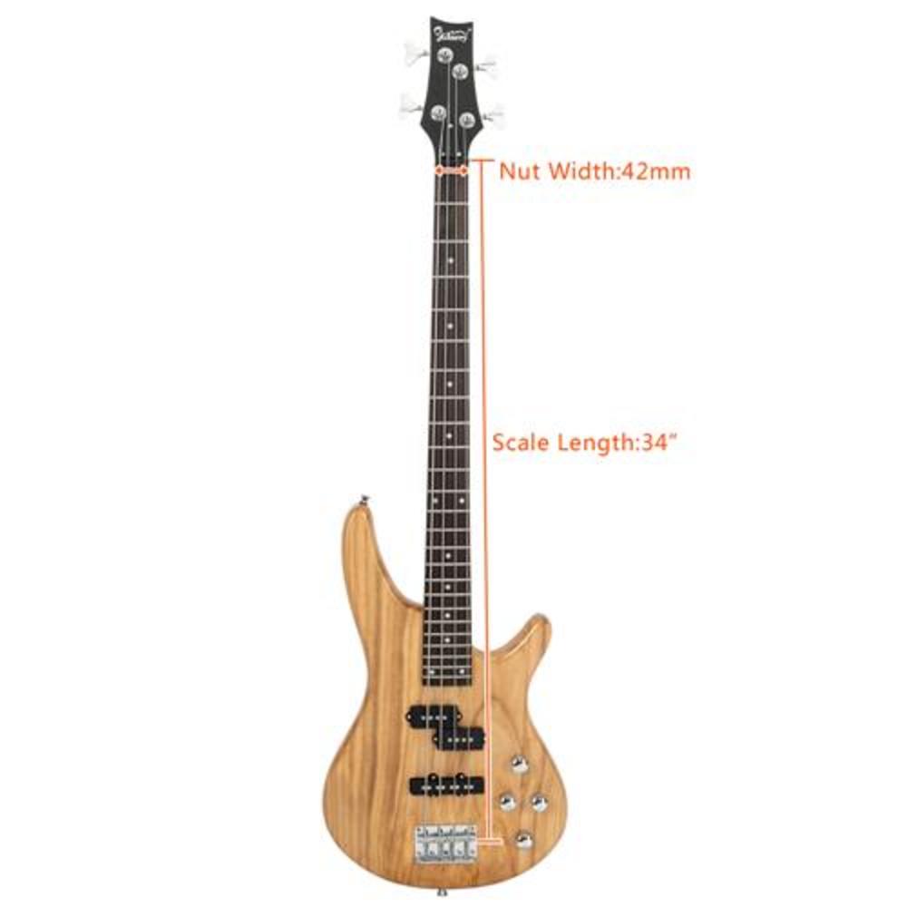 Winado GIB Electric Bass Guitar Full Size 4 String Burlywood