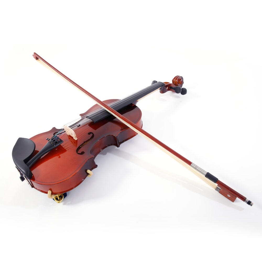 Winado GV100 1/4 Acoustic Violin Case Bow Rosin Strings Tuner Shoulder Rest Natural