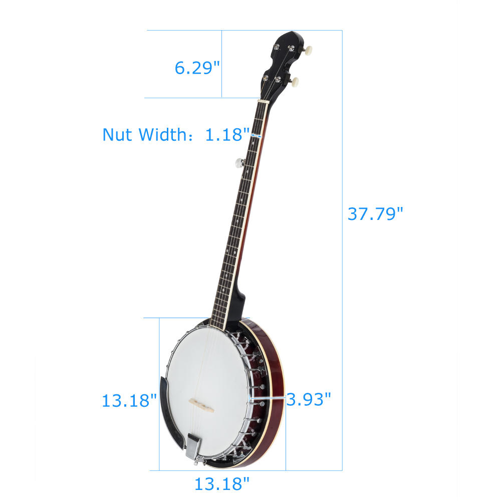 Winado Top Grade Exquisite Professional Wood Metal 5-string Banjo White & Wood Color
